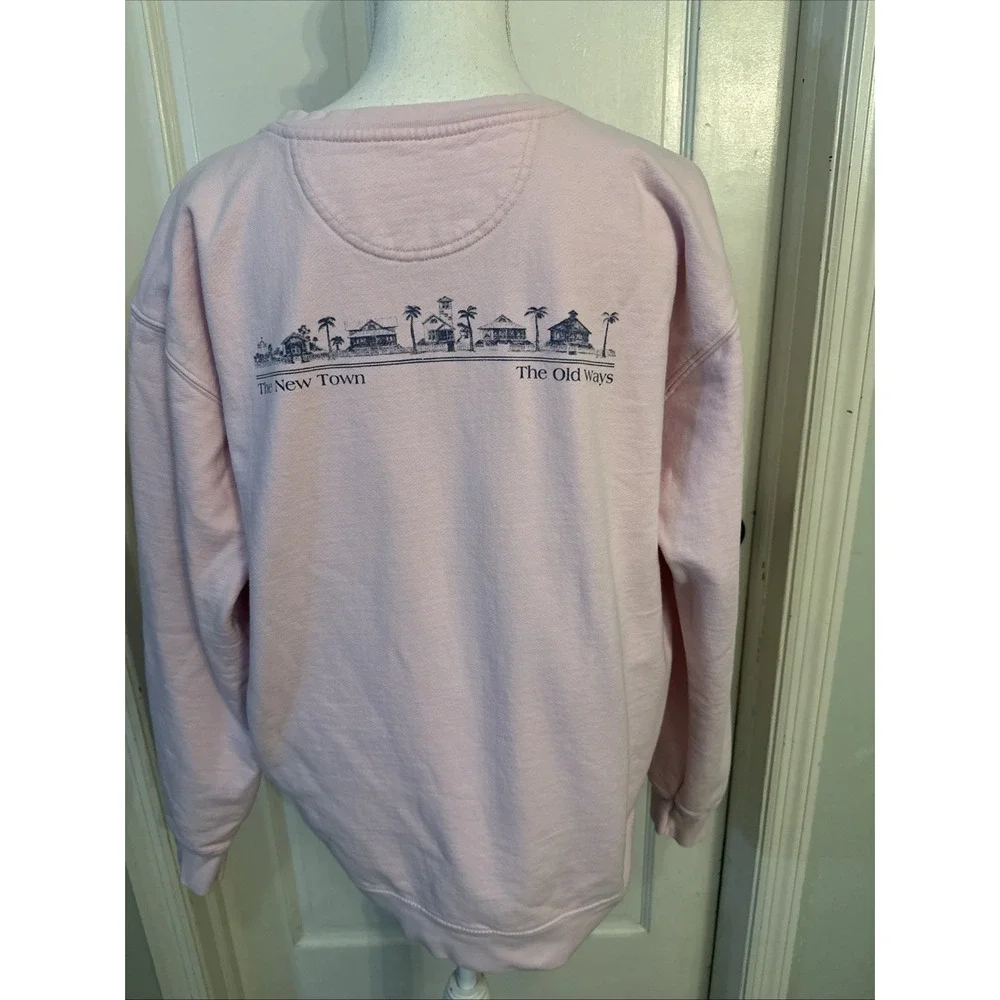 Seaside Women's New Town Old Ways Pink Crewneck Sweatshirt Pullover Size Large - Picture 3 of 7